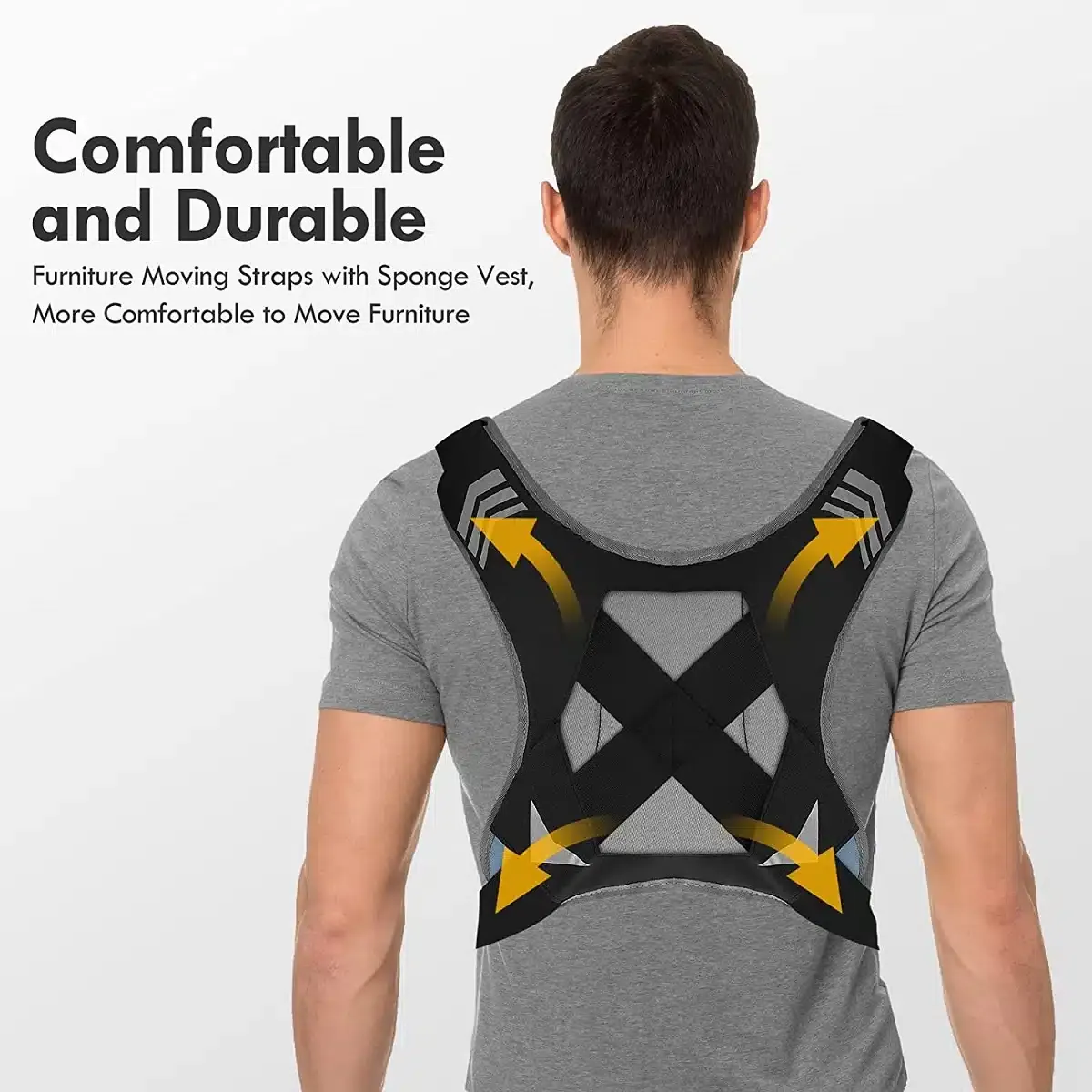 Profi Schultergurt, Tragegurt, Umzug Transportgurt mit Rückenpolster bis 200kg – 3m Länge zum ergonomischen leichten Heben von Gegenständen – Bild 2