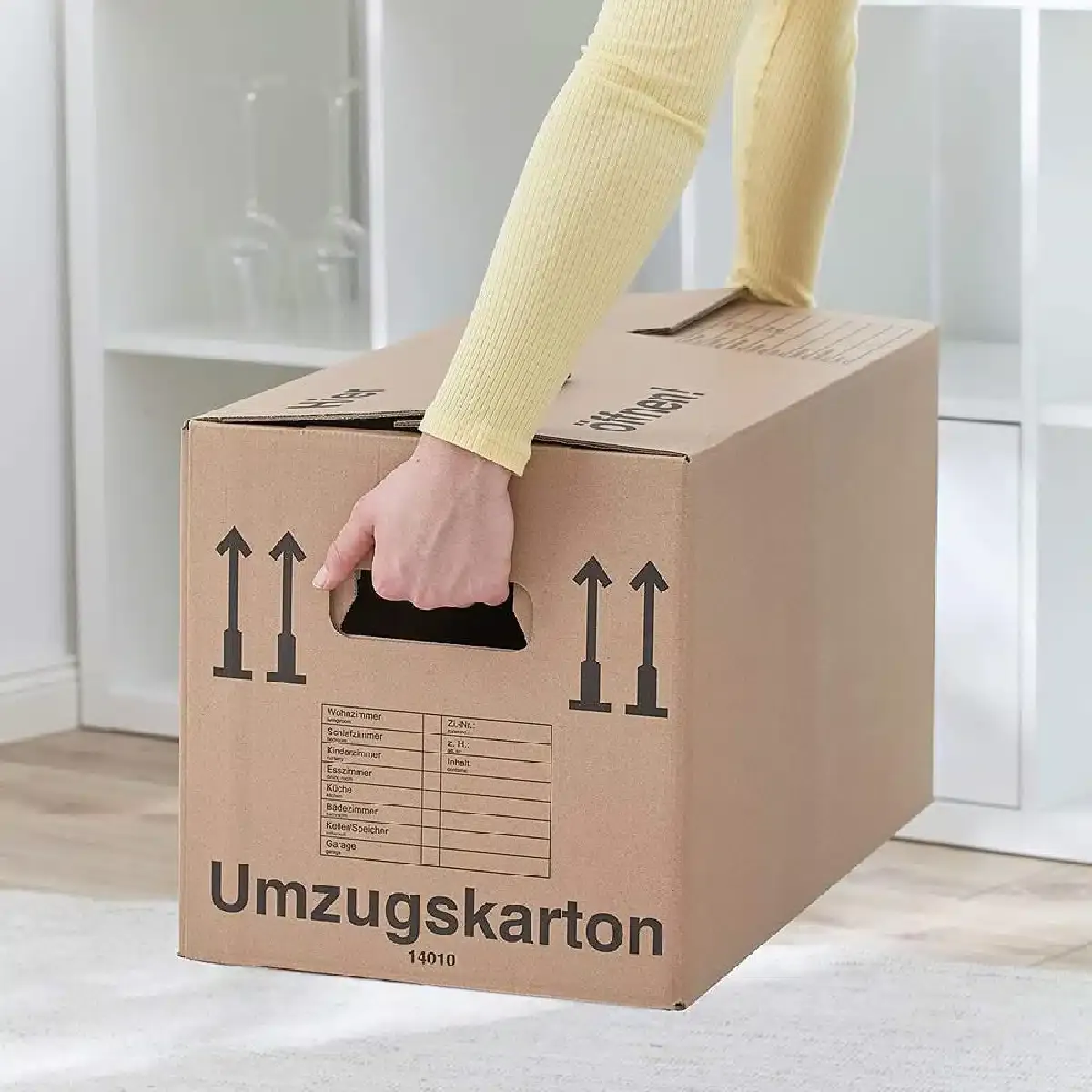 Umzugskarton in Profiqualität, besonders stabil & stark belastbar bis 40kg! 2-wellig, recycelte Pappe der Umwelt zu Liebe (1Stk.) – Bild 3